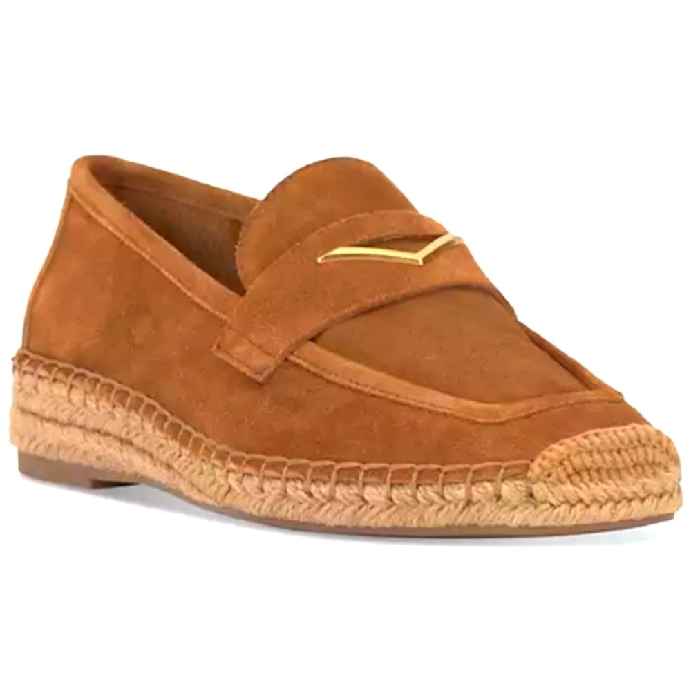 Vince Camuto Women's Suede Tailored Golden Walnut Loafer Espadrille Shoes Size 6 - Picture 2 of 10